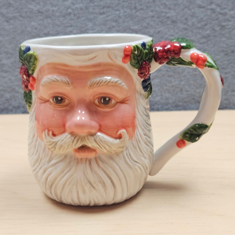 Vintage Department 56 Santa & Fruit Christmas Mug Peggy Tool Design 2001 Cup
